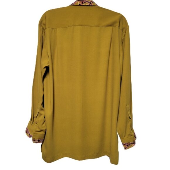 Men's Mustard Yellow Batik Long Sleeve Shirt - Picture 2 of 7